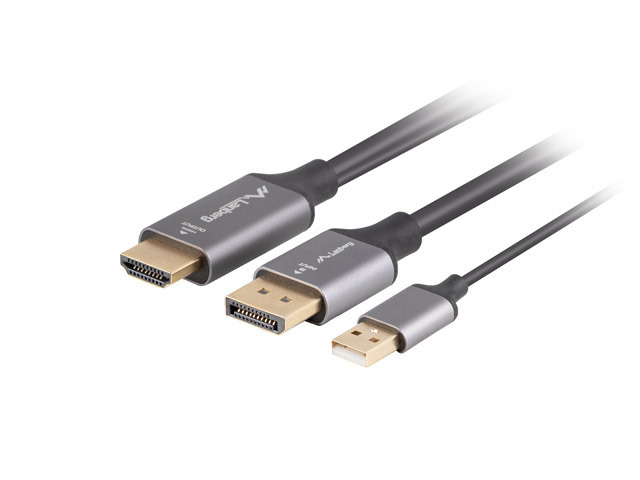 Lanberg HDMI (M) to Displayport (M) cable 4K, Black - CA-HDDP-20CU-0018-BK - 1.8 m