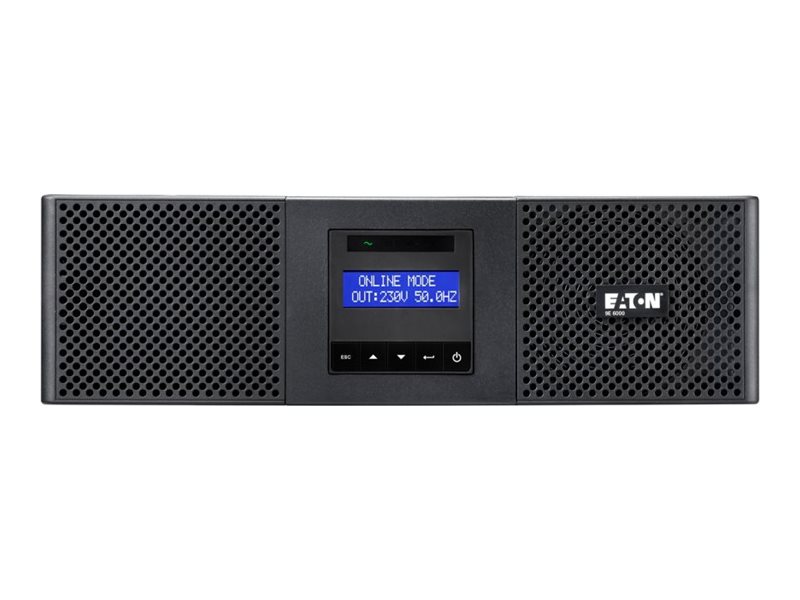 Eaton 9E UPS, 6000 VA, 5400 W, Input: Hardwired, Outputs: Hardwired, (8) C13, (2) C19, Rack, 3U, Rack-mounting kit included - Eaton