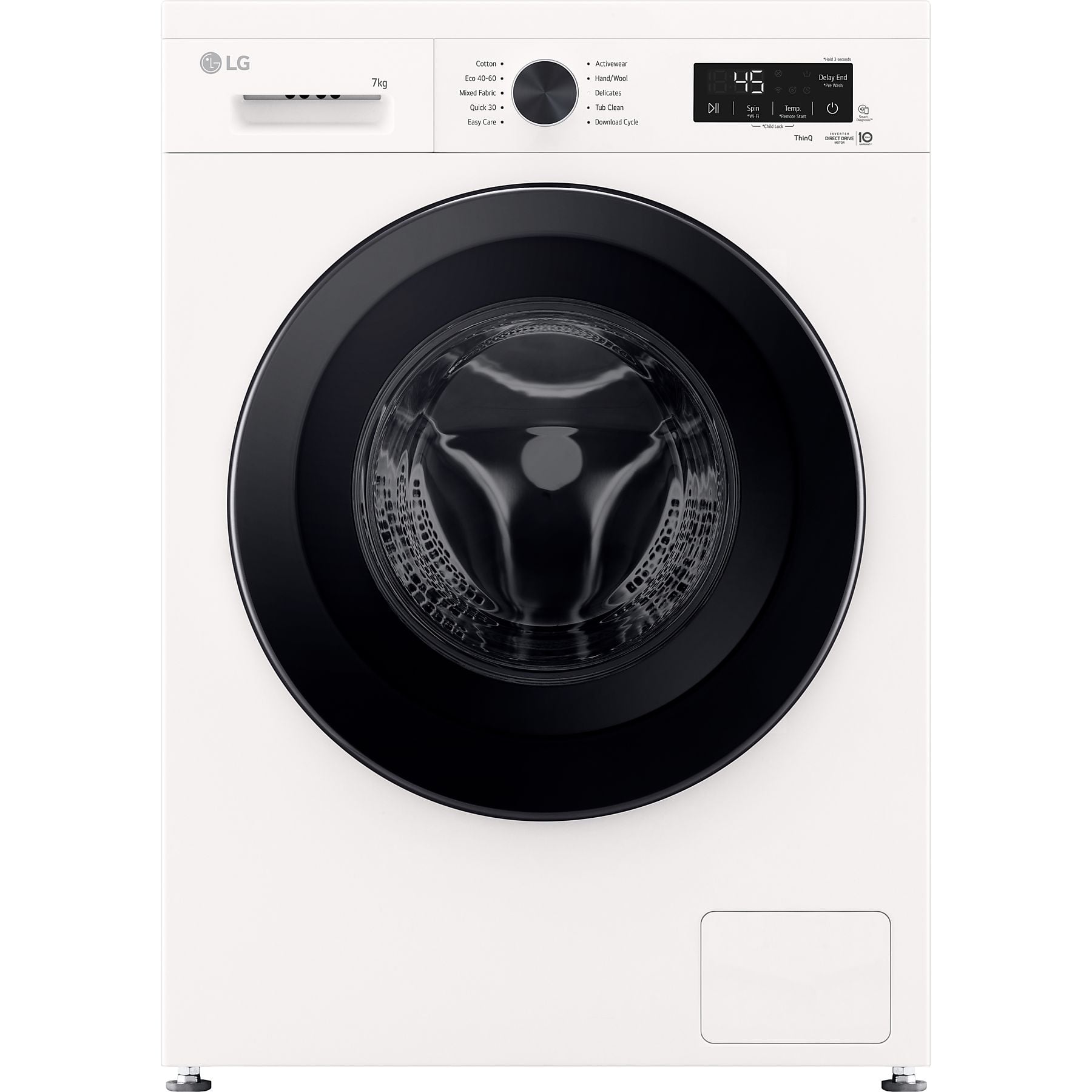 LG F2X10S7NWK - Washing Machine - Energy efficiency class A - Front loading - Washing capacity 7 kg - 1150 RPM - Depth 44 cm - Width 60 cm - Display - LED - Steam function - Essence White (Glossy) - Wi-Fi