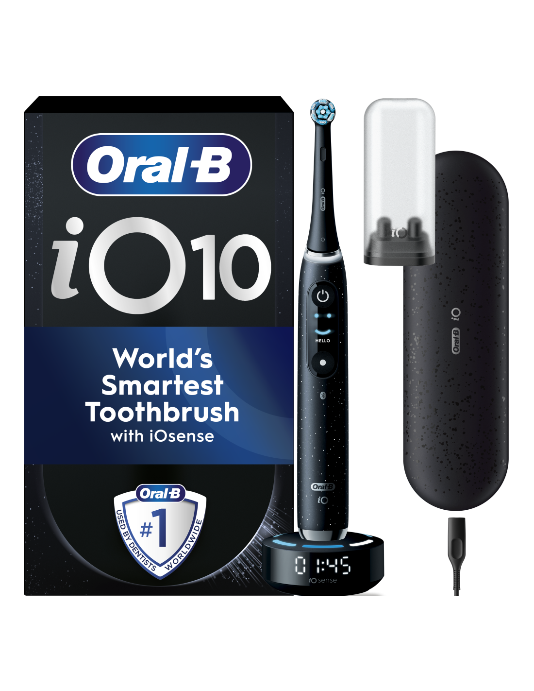 Oral-B Electric Toothbrush - iO10 Series - Rechargeable - For adults - Number of brush heads included 1 - Number of teeth brushing modes 7 - Cosmic Black Booster