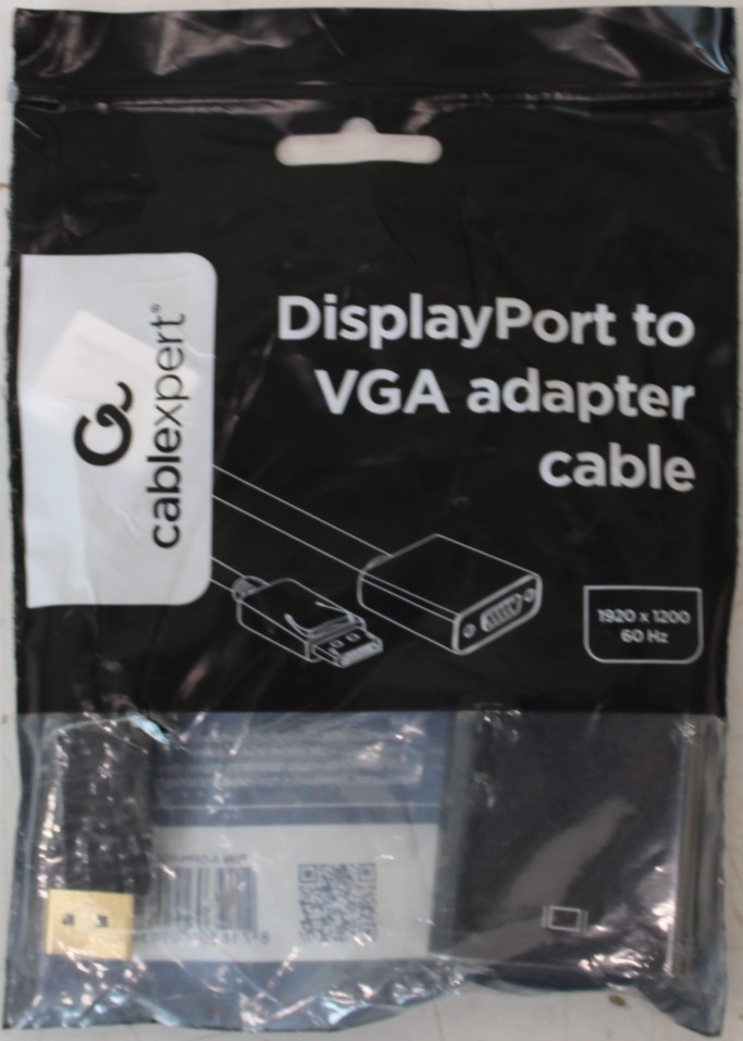 SALE OUT. Gembird DisplayPort to VGA adapter cable Black - Gembird Adapter cable - DisplayPort - VGA - DAMAGED PACKAGING