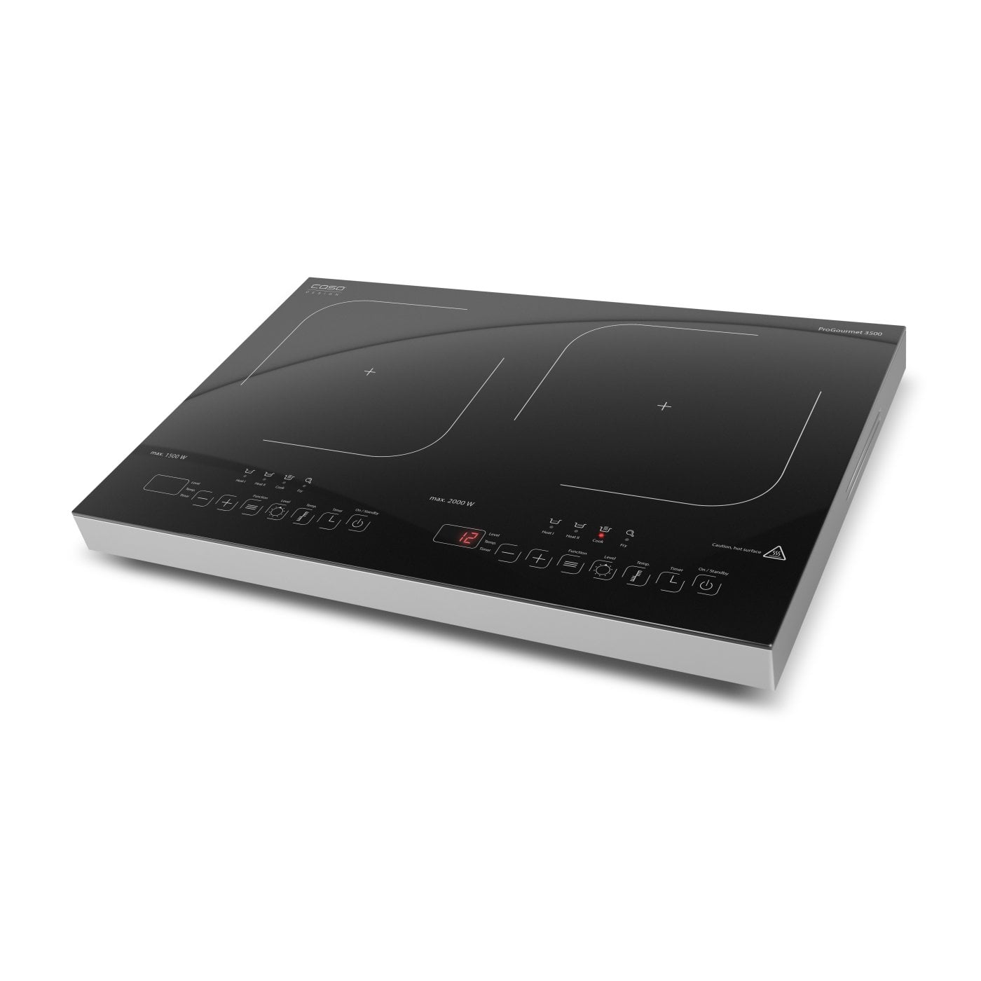 Caso - Hob - ProGourmet 3500 - Table top - Number of burners/cooking zones 2 - Sensor touch display - Timer - Black - Display