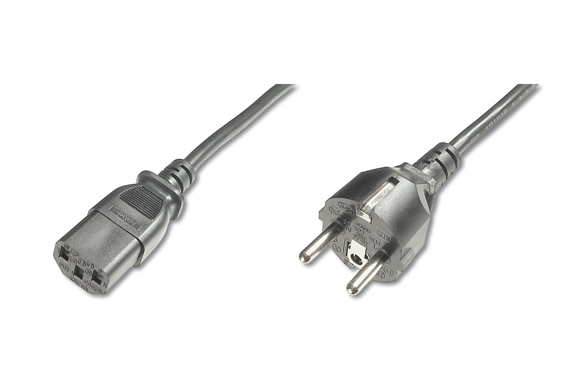Digitus - Power Cord Cable - Power Cord, Schuko (CEE 7/7) - C13 M/F, H05VVF3G 0.75qmm - Black