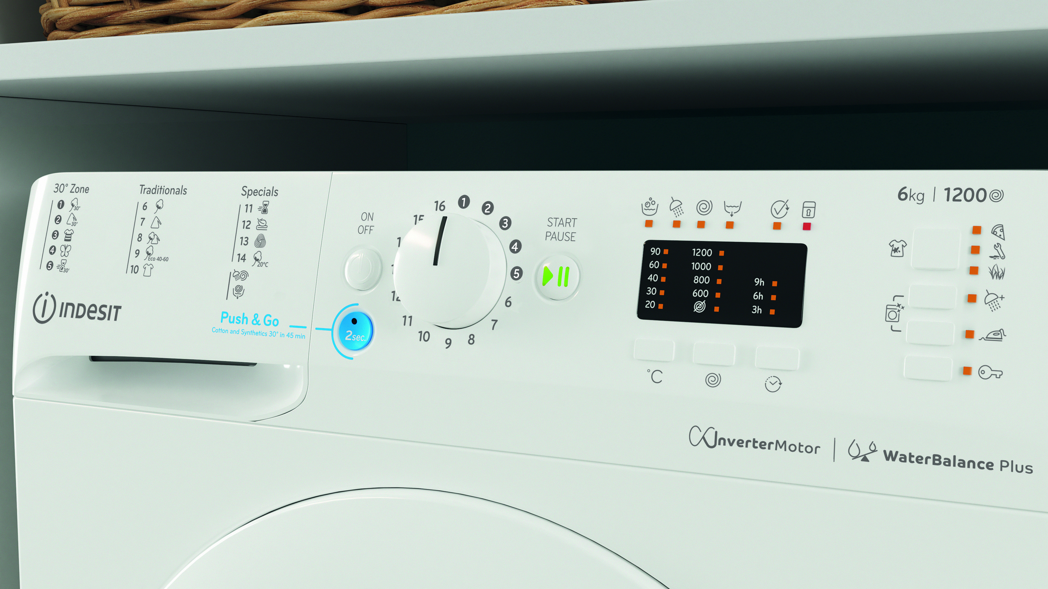 INDESIT - Washing machine - BWSA 61294 W EU N - Energy efficiency class C - Front loading - Washing capacity 6 kg - 1150 RPM - Depth 42.5 cm - Width 59.5 cm - Display - Big Digit - White