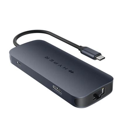 Hyper - HyperDrive Next 8 Port USB-C Hub, 140W - Ethernet LAN (RJ-45) ports 1 - HDMI ports quantity 1