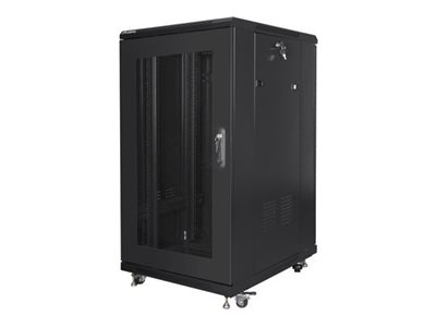 Lanberg - Rack cabinet 19" free-standing 22U/600x800 (flat pack) with mesh door - FF01-6822-23B - Black