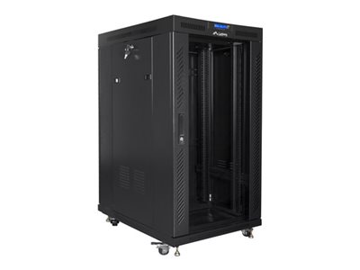 Lanberg - Rack cabinet 19" free-standing 22U/800x1000 (flat pack) with glass door - FF01-8022-12BL - Black