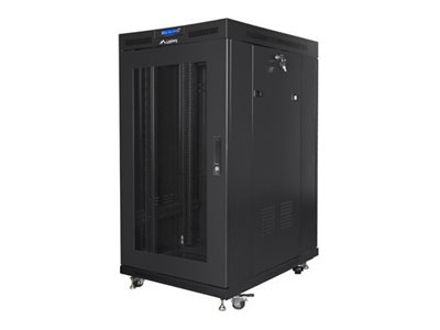 Lanberg - Rack cabinet 19" free-standing 22U/800x1000 (flat pack) with mesh door - FF01-8022-23BL - Black