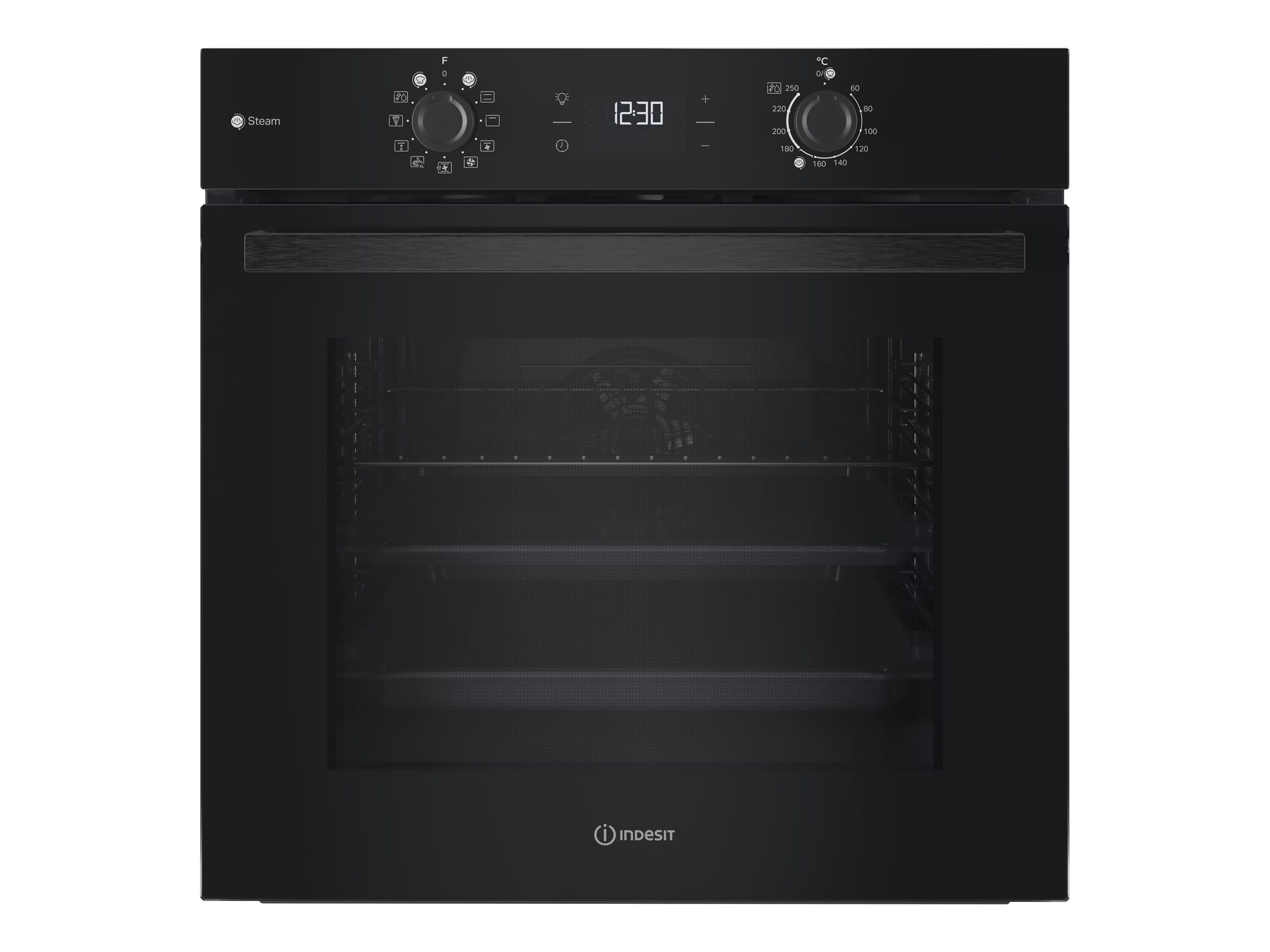 INDESIT Oven - IO K58HS B - 71 L - Electric - Hydrolytic - Electronic - Convection - Height 59.5 cm - Width 59.5 cm - Black