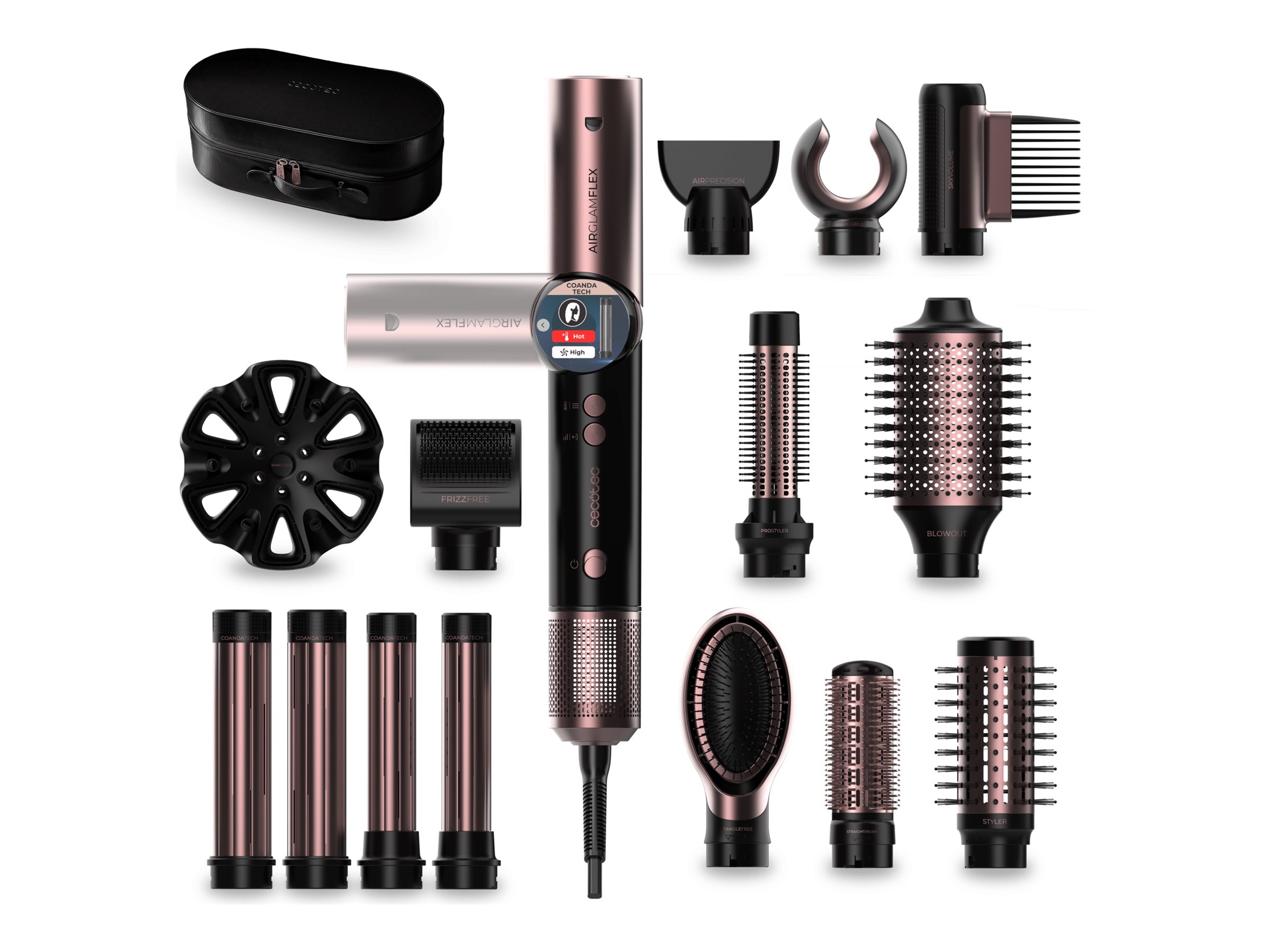 Cecotec Styling Brush - AirGlam 14in1 Flex Black - Ion conditioning - Barrel diameter 32 mm/35 mm - 1400 W - Black