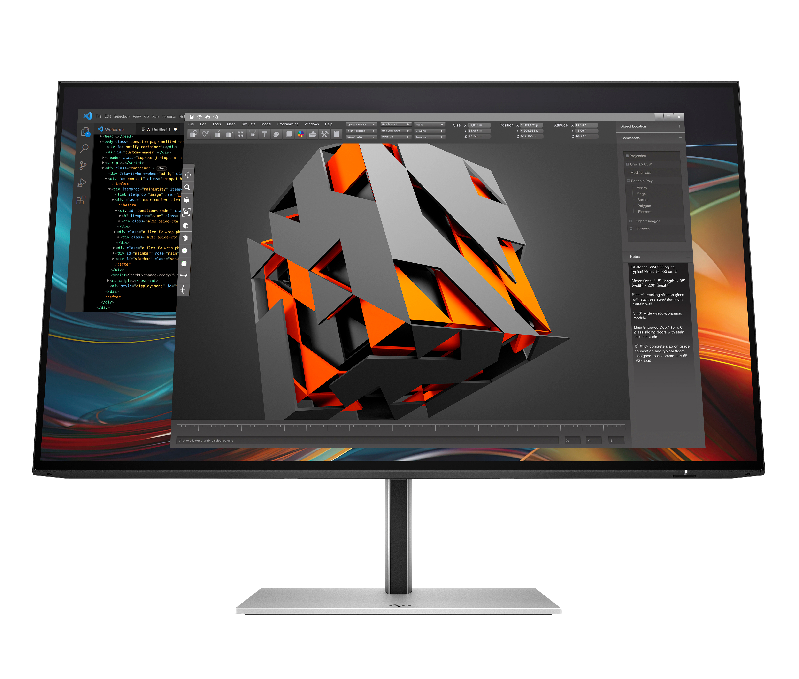 HP 724pf Series 7 Pro FHD Monitor - 23.8" 1920x1080 FHD 300-nit 100Hz AG, IPS, HDMI/DisplayPort Daisy-Chain, 4x USB-A, height adjustable/tilt/swivel/pivot, 3 years (replaces Z24f G3)