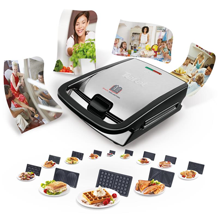 TEFAL - Sandwich Maker - SW854D - 700 W - Number of plates 4 - Number of pastry 2 - Black/Stainless steel