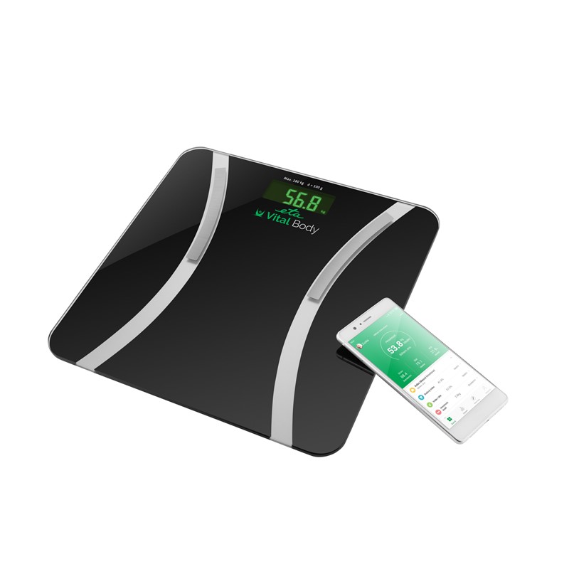 ETA - Vital Body Personal scale - ETA678090000 - Body analyzer - Maximum weight (capacity) 180 kg - Accuracy 100 g - Body Mass Index (BMI) measuring - Black