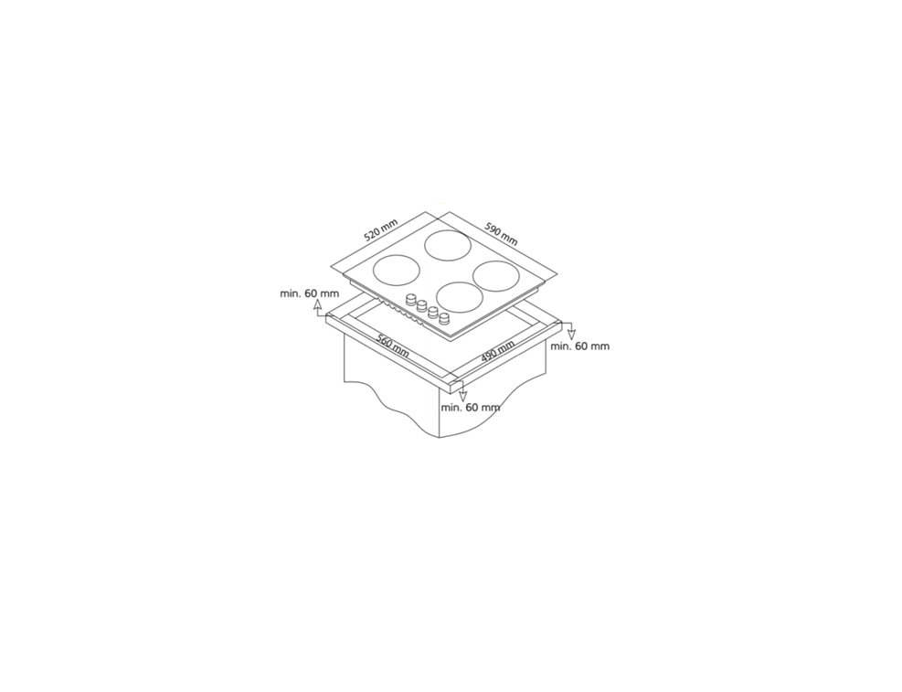 Simfer - Hob - H6.040.DECSP - Vitroceramic - Number of burners/cooking zones 4 - Touch - Black