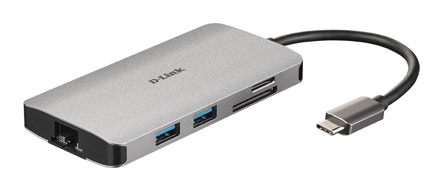 D-Link - 8-in-1 USB-C Hub with HDMI/Ethernet/Card Reader/Power Delivery - DUB-M810 - USB hub - USB Type-C