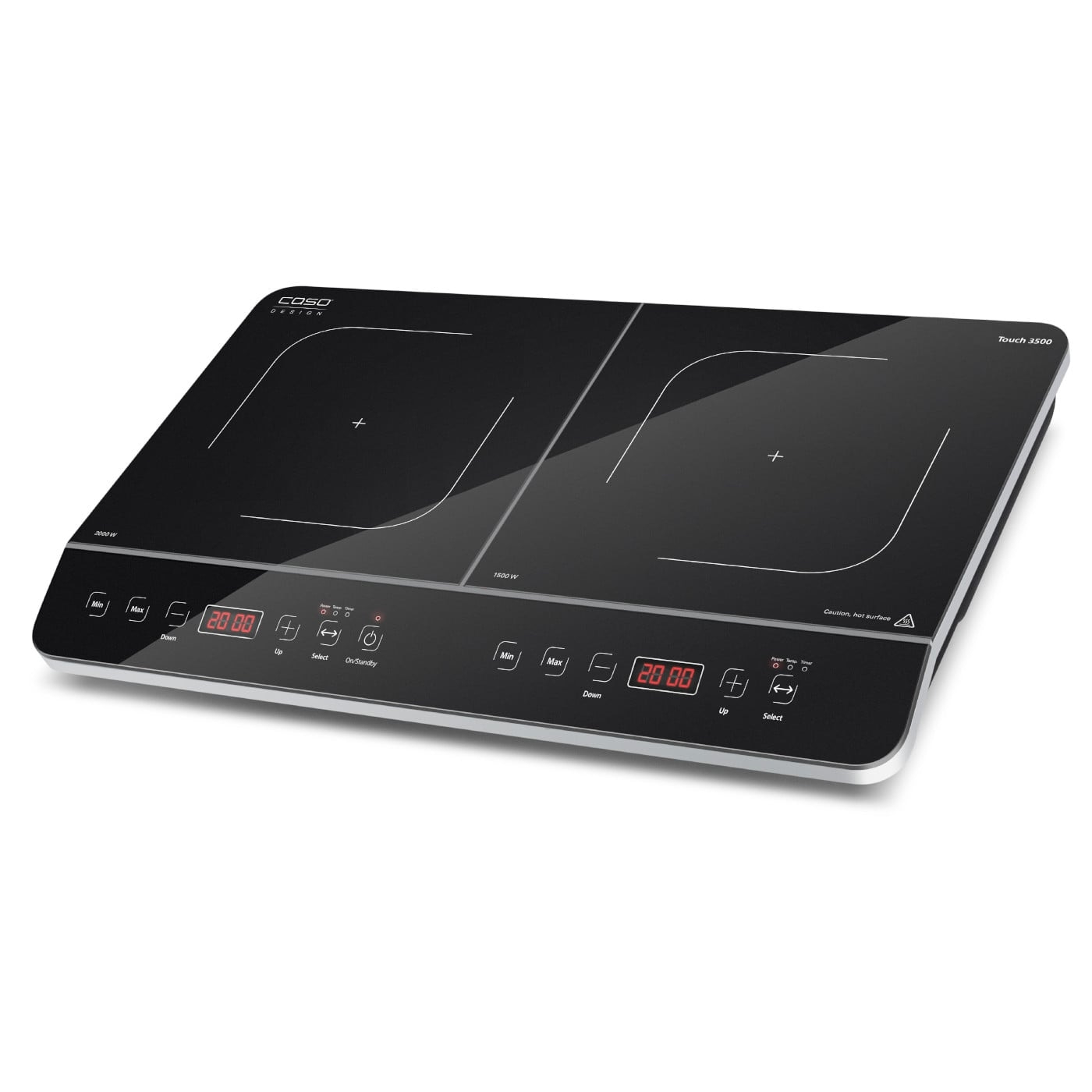Caso - Hob - Touch 3500 - Induction - Number of burners/cooking zones 2 - Touch control - Timer - Black - Display