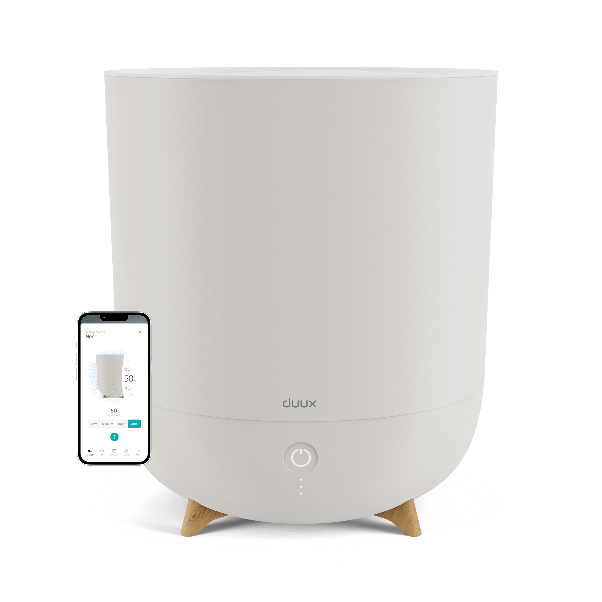 Duux - Smart Humidifier - Neo - Water tank capacity 5 L - Suitable for rooms up to 50 m² - Ultrasonic - Humidification capacity 500 ml/hr - Greige