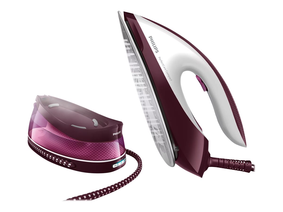 Philips Steam Station - GC7842/40 PerfectCare Compact - 2400 W - 1.5 L - 6.5 bar - Auto power off - Vertical steam function - White/Purple