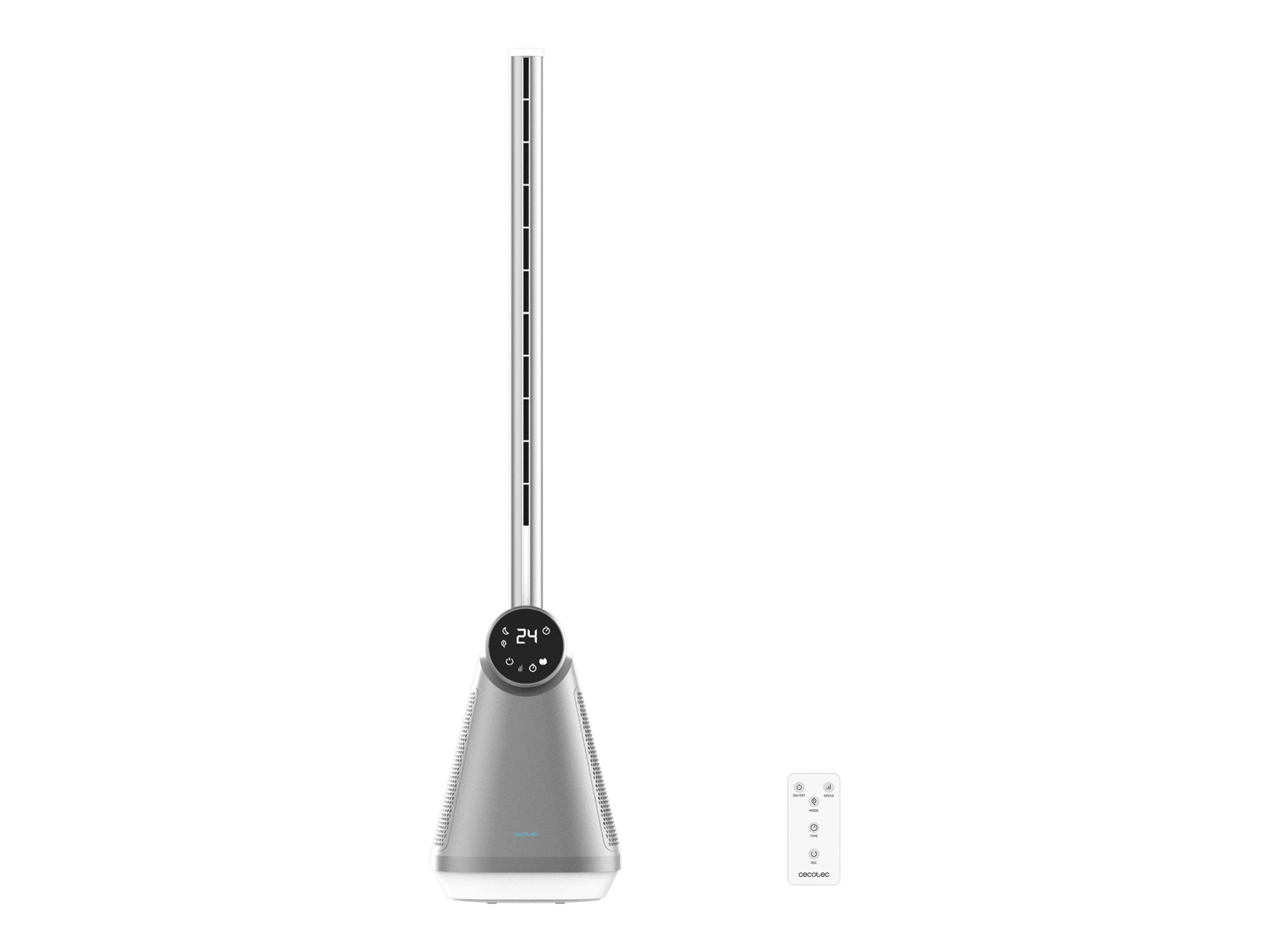Cecotec EnergySilence 9890 Skyline Bladeless - Tower Fan - Stand Fan - 50 W - Diameter 23 cm - Number of speeds 3 - Oscillation - Timer - Remote control - Grey/White