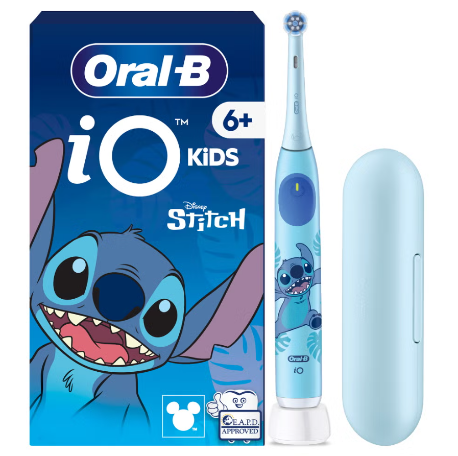 Oral-B Electric Toothbrush with Travel Case, 6Y+ - iO Kids Disney Stitch - Rechargeable - For kids - Number of brush heads included 1 - Number of teeth brushing modes 3