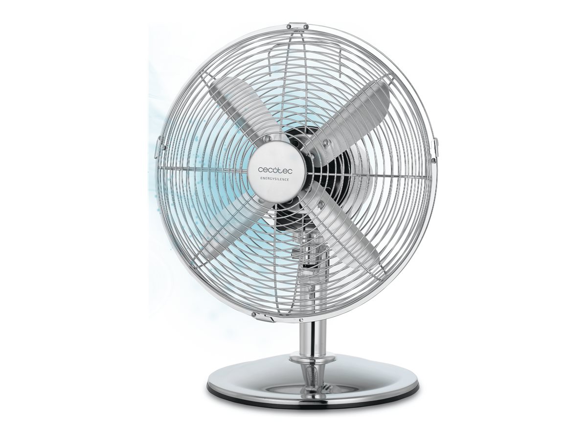 Cecotec EnergySilence 620 RetroDesk - Desktop Fan - Table Fan - 40 W - Diameter 30 cm - Number of speeds 3 - Oscillation - Silver