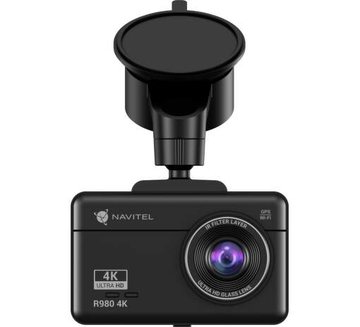 Navitel - Dashcam with Wi-Fi, GPS-informer, and digital speedometer - R980 4K - GPS (satellite) - 854 x 480 - Maps included