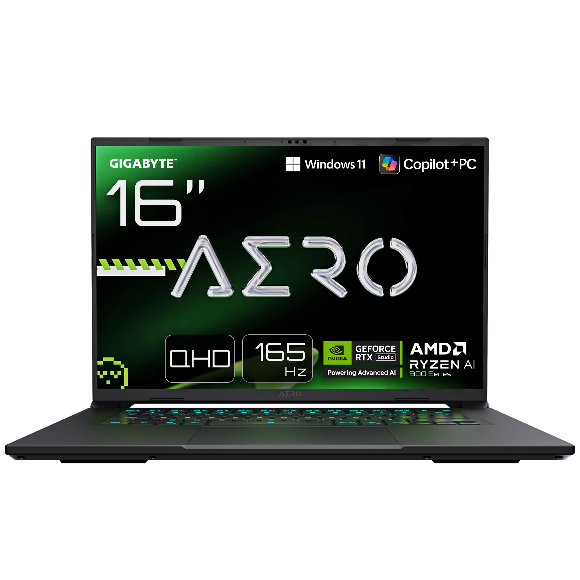 Gigabyte AERO X16 Gaming 1VH - Space Gray - 16 " - IPS - WQXGA - IPS pixels - 165 Hz - Anti-glare - AMD Ryzen Al 7 - 350 - 16 GB - SO-DIMM DDR5 - Solid-state drive capacity 1000 GB - NVIDIA GeForce RTX 5060 - GDDR7 - 8 GB - Windows 11 Home - 802.11ax - Bl