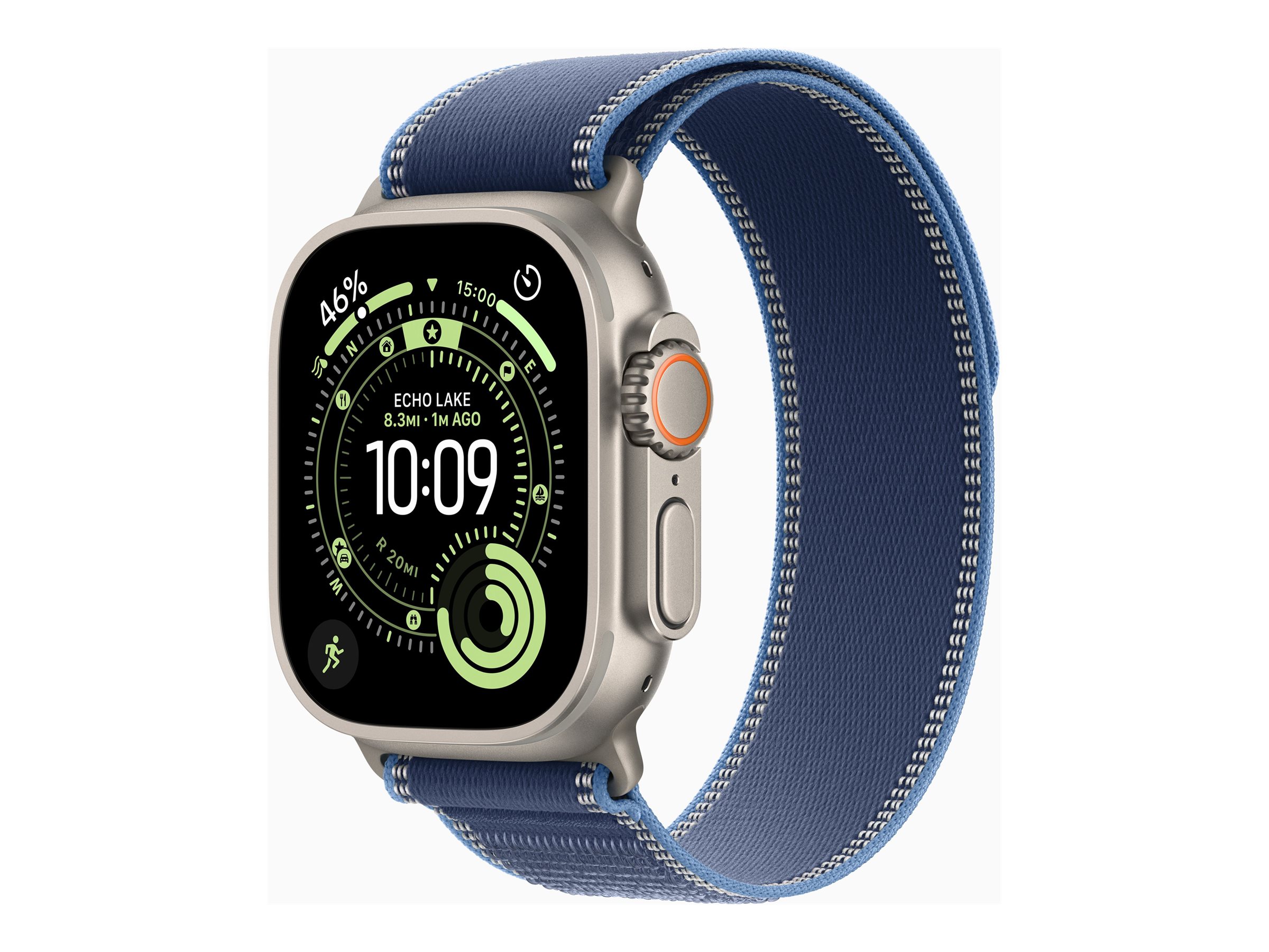 Apple Watch Ultra 3 GPS + Cellular 49mm Natural Titanium Case with Blue/Bright Blue Trail Loop - S/M - Apple