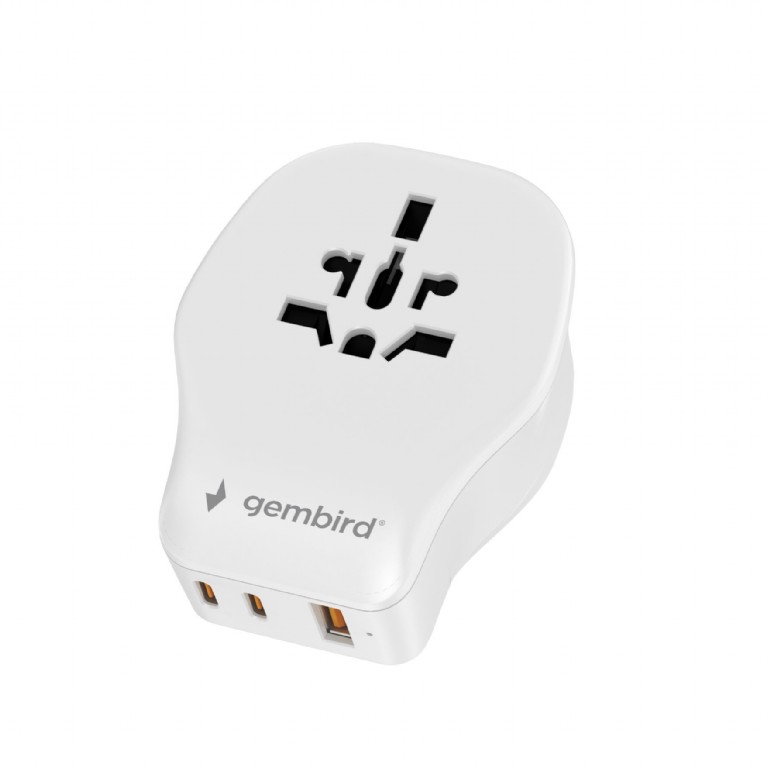 Gembird Universal travel power adapter, 20 W - TPA-1A2C20-02-W