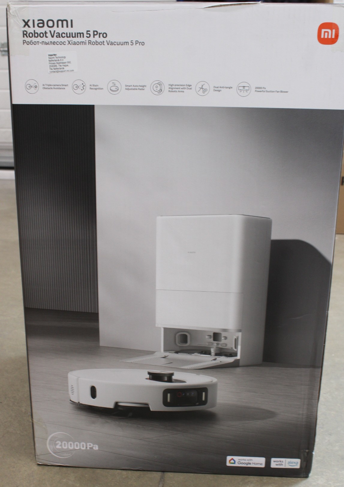 SALE OUT. Xiaomi Robot Vacuum 5 Pro EU - Wet&Dry - 5200 mAh - 20000 Pa - White - UNPACKED, MISSING INNER PACKAGING - 24 month(s)