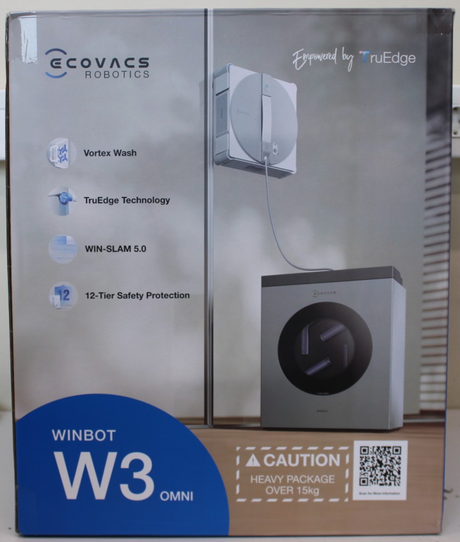 SALE OUT. Ecovacs Window Cleaning Robot - WINBOT W3 OMNI - Corded/Cordless - 8000 Pa - White/Silver - MISSING INNER PACKAGING, WET WATER TANKS, DIRTY AND SCRATCHED ITEM. BOTTLE WITHOUT LIQUID