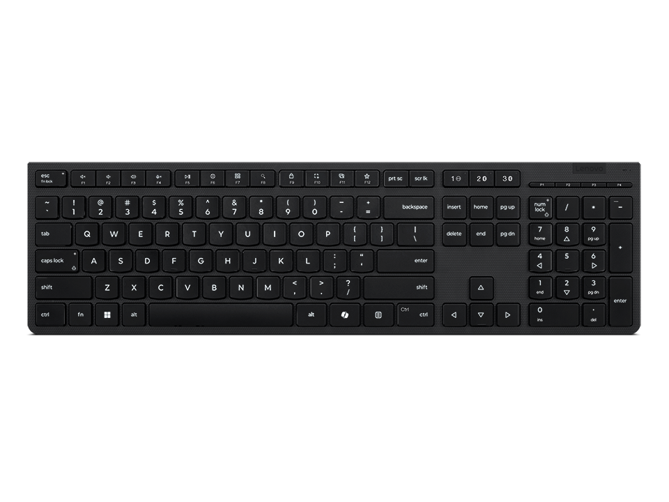 Lenovo Professional Wireless Rechargeable Keyboard - Keyboard - Wireless - Bluetooth - Nordic - Grey