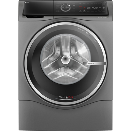 Bosch - Washing Machine - WNC254ARSN - Energy efficiency class A/D - Front loading - Washing capacity 10.5 kg - 1400 RPM - Depth 62.2 cm - Width 59.8 cm - LED - Drying system - Drying capacity 6 kg - Steam function - Dosage assistant - Grey