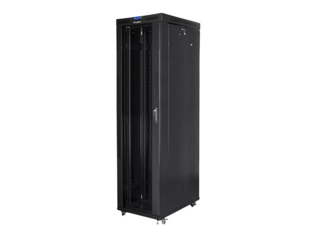 Lanberg - Rack cabinet 19" free-standing 47U/800x1000 (flat pack) with glass door, LCD - FF01-8047-12BL - Black