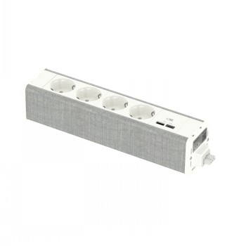 SCHNEIDER ELECTRIC UNICA SYSTEM+ MOD.UNIT 4XSCHUKO+USBA/C WHITE/GREY