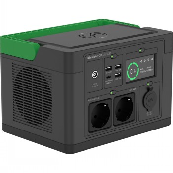 Schneider Electric Schneider OffGrid Portable Power Station 330, 230V, 332Wh Lithium-ion, LCD, 2 CEE 7/3 Schuko outlets, Sinewave, 3 USB-A, 1 USB-C, Wireless Charger - PPS330-GR