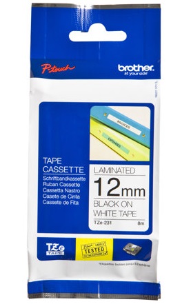 Brother - TZ-231 Laminated Tape - Black on White - TZe - 8 m - 1.2 cm