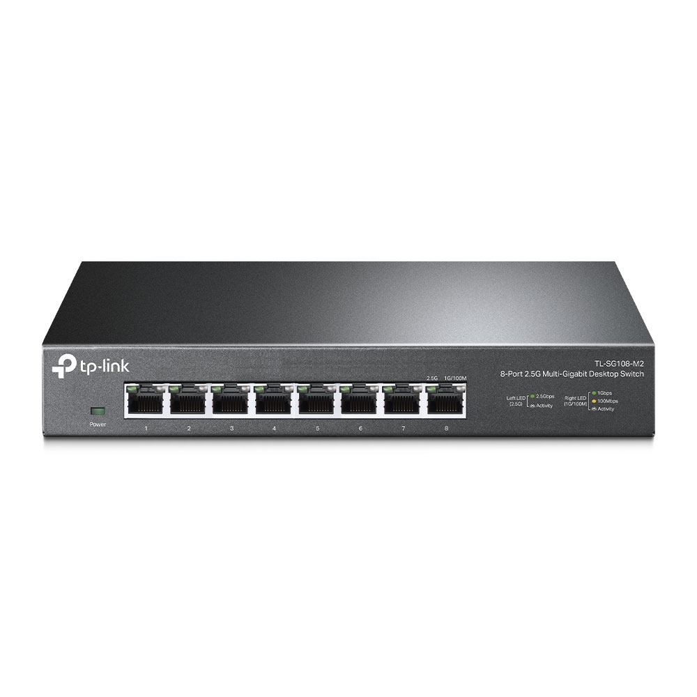 TP-LINK - 8-Port 2.5G Desktop Switch - TL-SG108-M2 - Unmanaged - Desktop - Power supply type External
