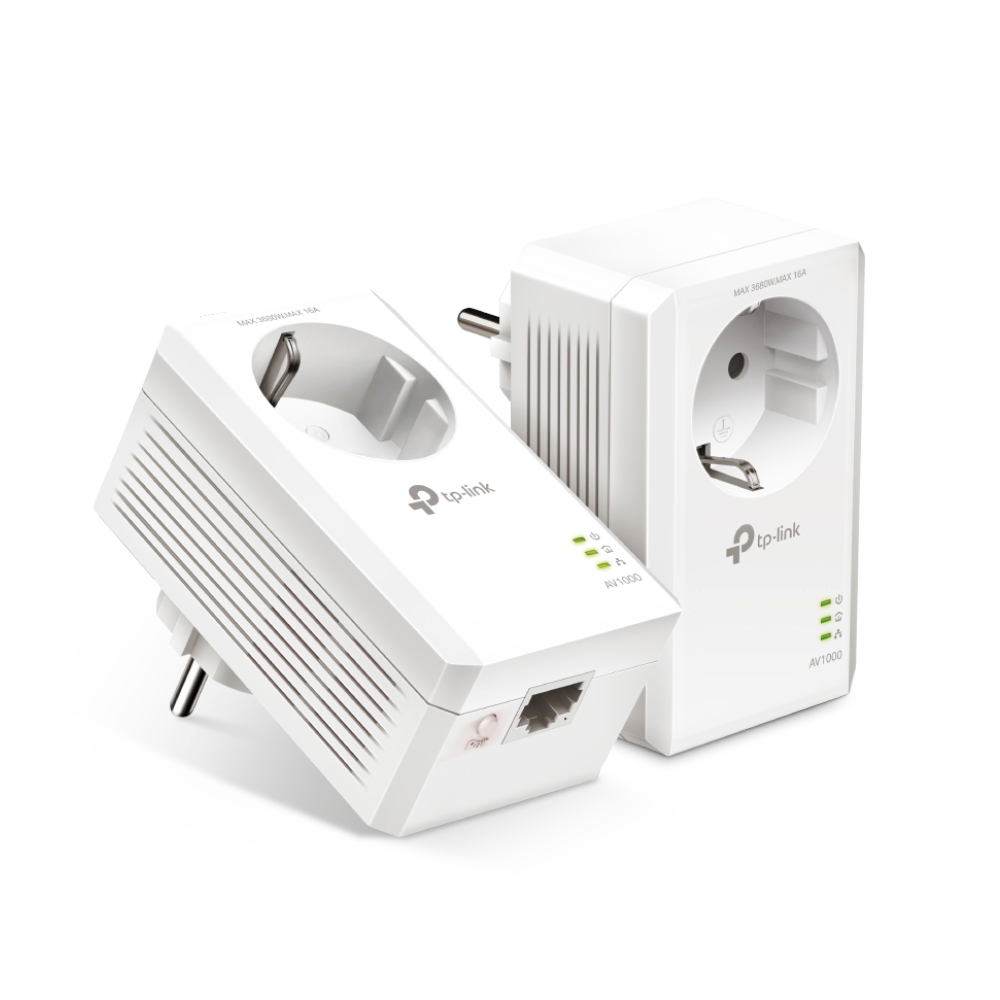 TP-LINK - AV1000 Gigabit Passthrough Powerline Adapter - TL-PA7017P - 1000 Mbit/s - Ethernet LAN (RJ-45) ports 1 - No Wi-Fi - Extra socket