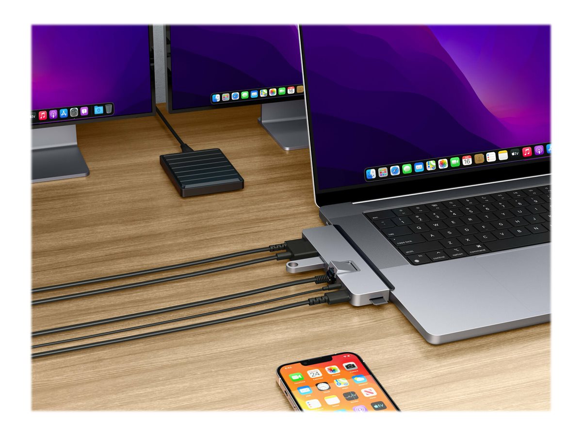 Hyper - HyperDrive DUO PRO 7-in-2 USB-C Hub for MacBook Air/Pro 2016-2020 - Ethernet LAN (RJ-45) ports 1 - HDMI ports quantity 1