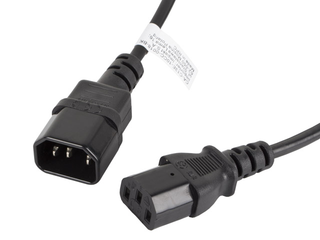 Lanberg - IEC 320 C13 to C14 Cable - CA-C13E-10CC-0018-BK