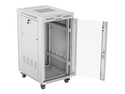 Lanberg - Rack cabinet 19" free-standing 22U/600x800 (flat pack) with glass door - FF01-6822-12SL - Grey