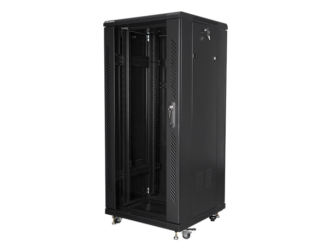 Lanberg - Rack cabinet 19" free-standing 27U/600x600 (flat pack) - FF01-6627-12B - Black