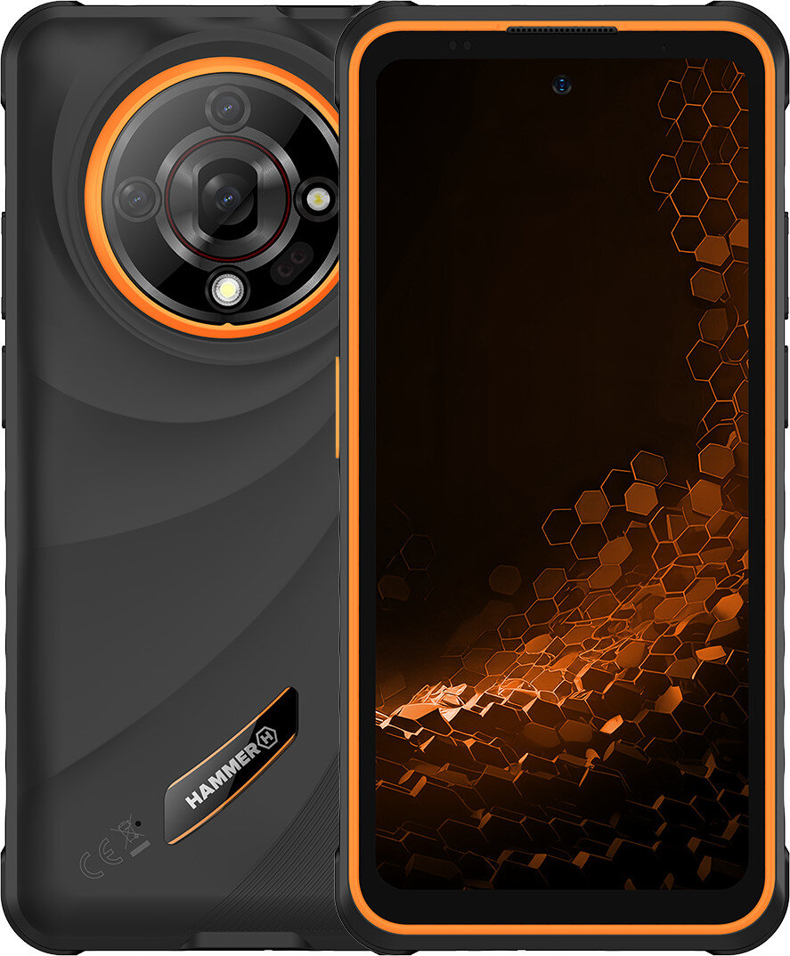 Hammer - Iron 6 - Black - 6.56 " - IPS - 1612 x 720 pixels - Mediatek - Internal RAM 6 GB - 128 GB - Dual SIM - 4G - Main camera resolution 48 MP - Android - 14 - 6050 mAh