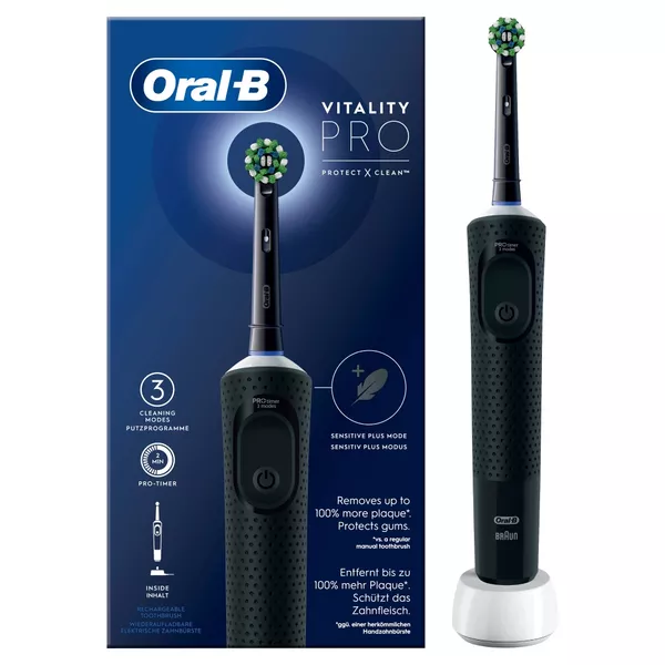 Oral-B Electric Toothbrush - Vitality Pro - Rechargeable - For adults - Number of brush heads included 1 - Number of teeth brushing modes 3 - Black
