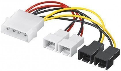 Goobay - Power cable/adapter for PC fans; 5.25 inch male to fan 2x 12 V/2x 5 V