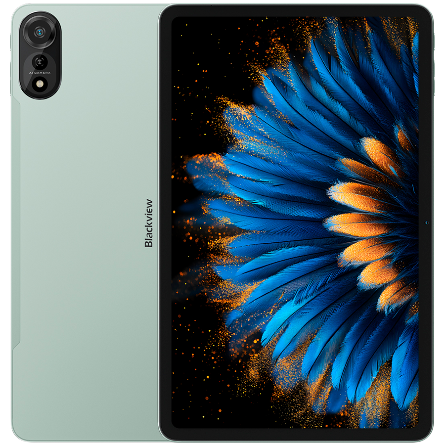 Blackview MEGA 2 SET LTE 12-inch FHD+IPS 1200x2000 60Hz 12GB+256GB Unisoc T615 Octa-core 1.6GHz Cam Front 8MP Rear 16MP 9000mAh+Charging 18W Fast / Cable Film Case Stylus Mouse Keyboard EN Netflix HD Android 15 Moss Green