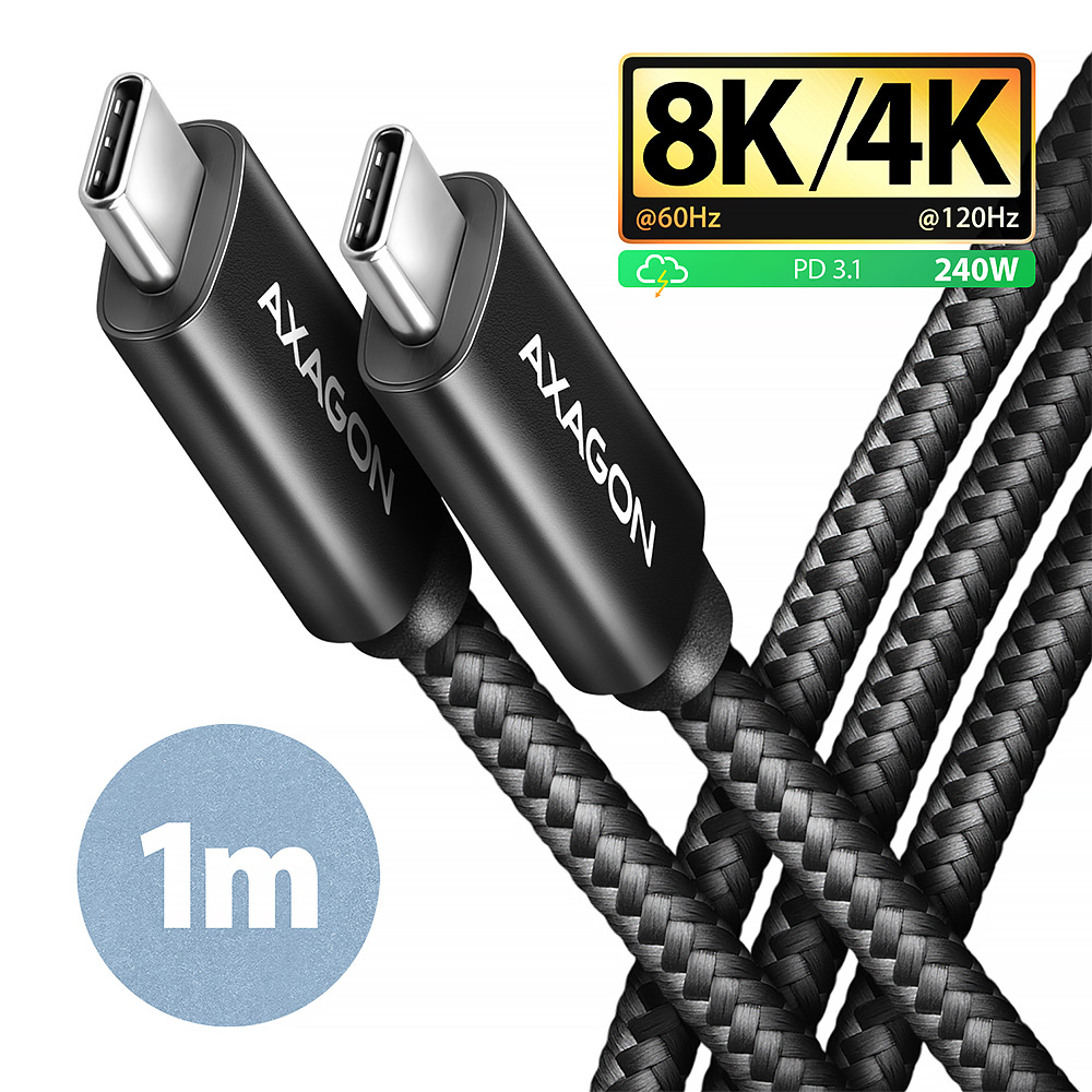 AXAGON - Data and charging USB4 Gen 3x2 cable, 1 m - BUCM3-CM15AB - USB Type C - USB Type C