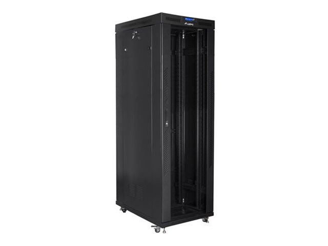Lanberg - Rack cabinet 19" free-standing 42U/800x1000 (flat pack) with glass door, LCD - FF01-8042-12BL - Black