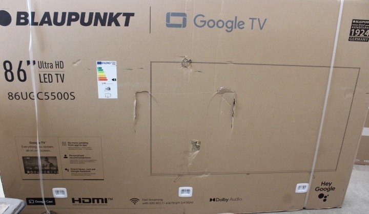 SALE OUT. Blaupunkt 86UGC5500S 86" (218 cm) 4K Ultra HD LED Google TV - SALE OUT. Blaupunkt LED TV - 86UGC5500S - 86 - Smart TV - Google TV - UHD - Black - DAMAGED PACKAGING